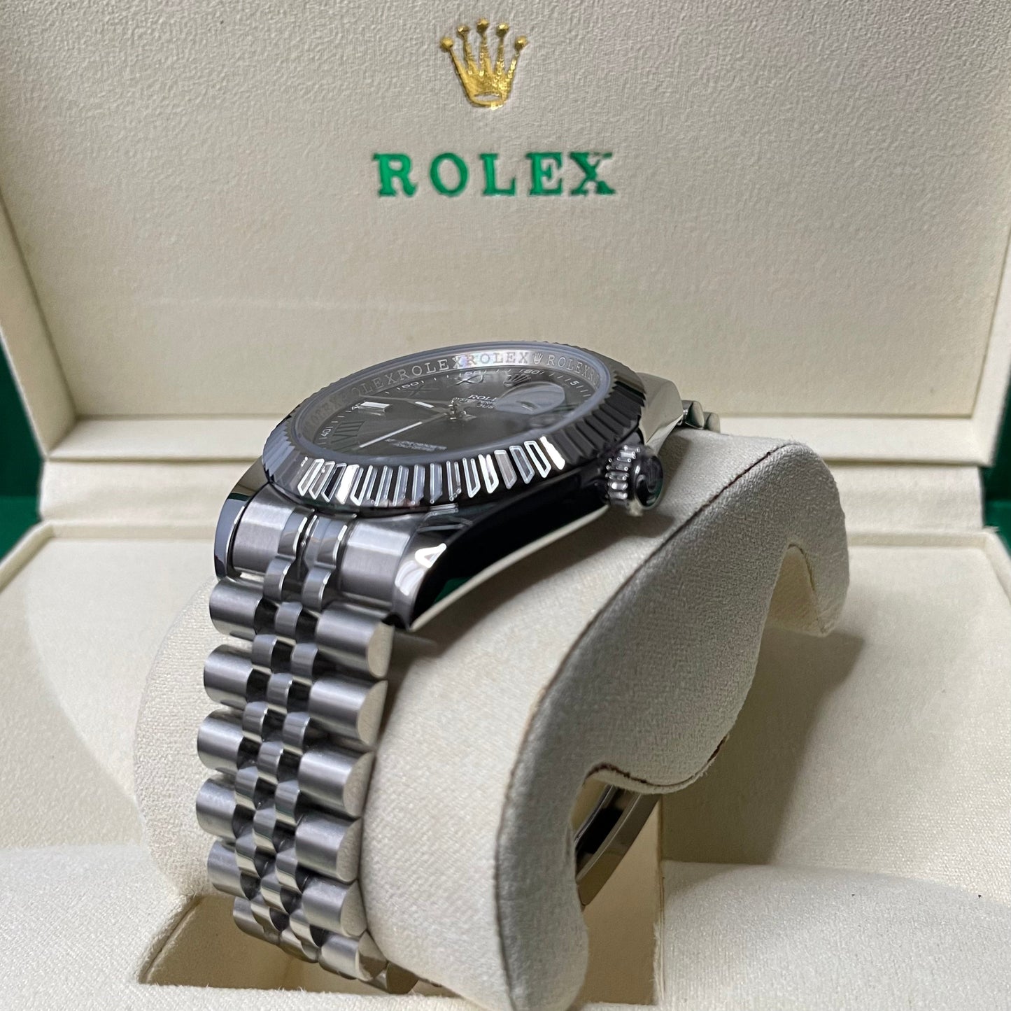 Orologio Rolex Datejust Wimbledon cinturino in acciaio inox jubilee, presentato in scatola rolex