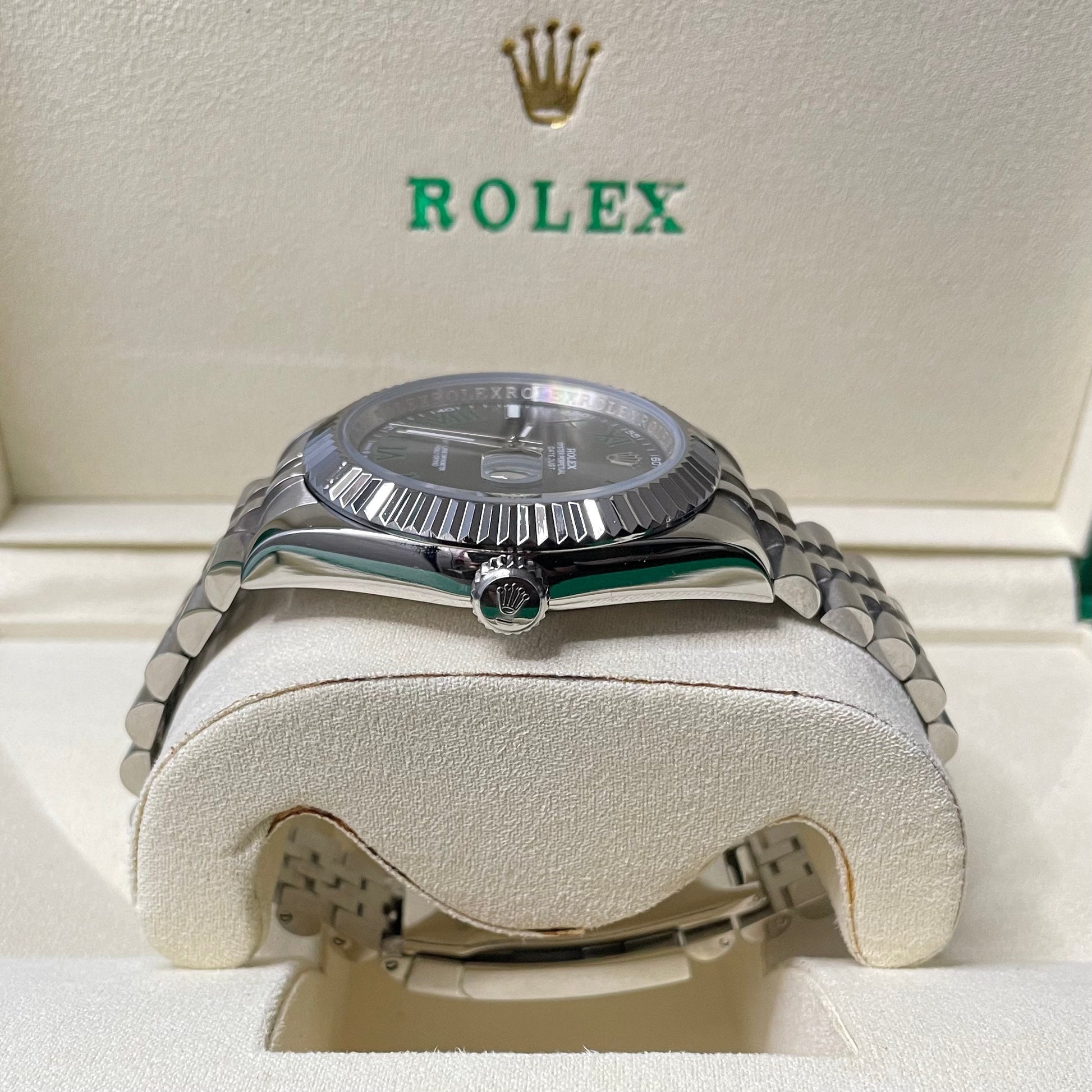 Orologio Rolex Datejust Wimbledon cinturino in acciaio inox jubilee, presentato in scatola rolex