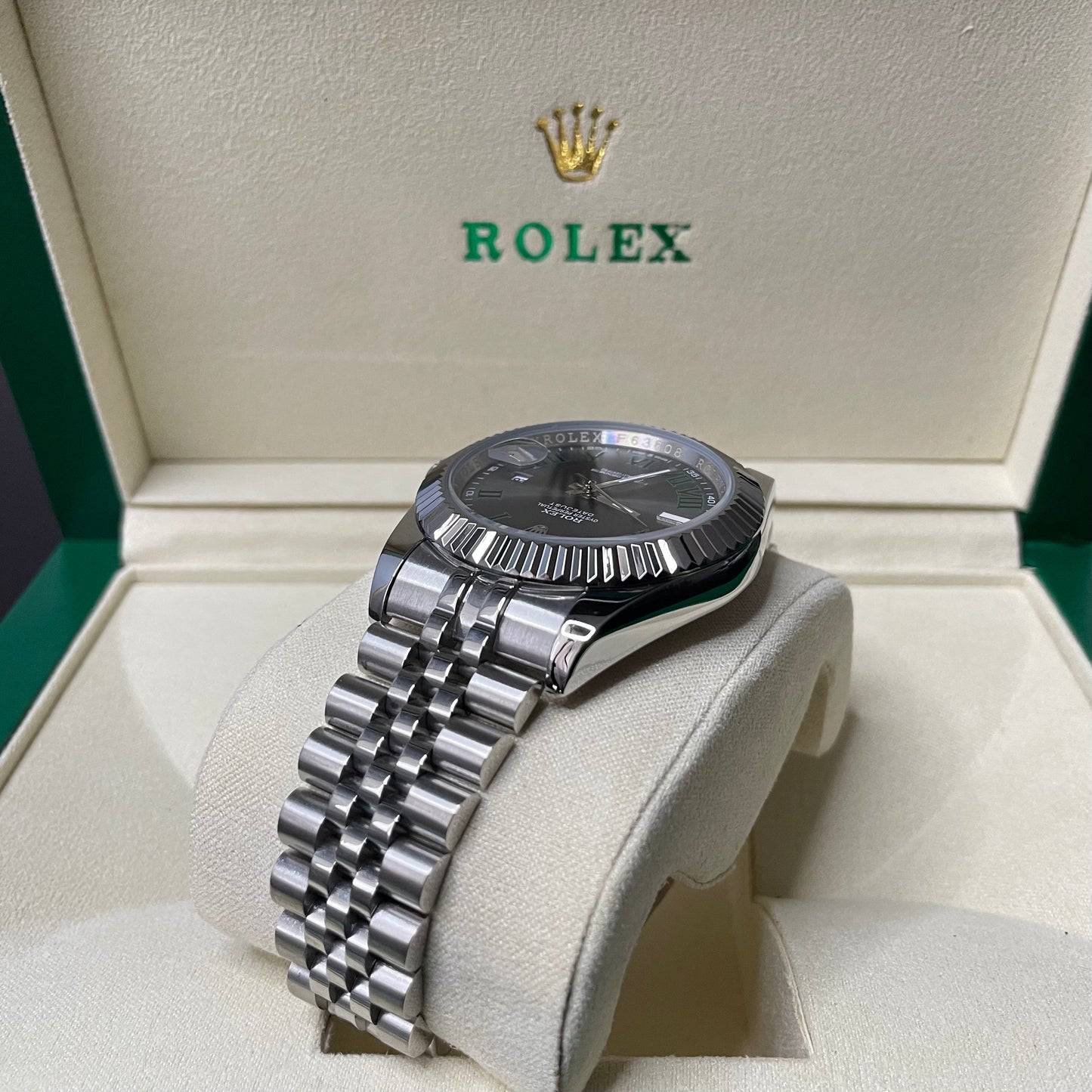 Orologio Rolex Datejust Wimbledon cinturino in acciaio inox jubilee, presentato in scatola rolex