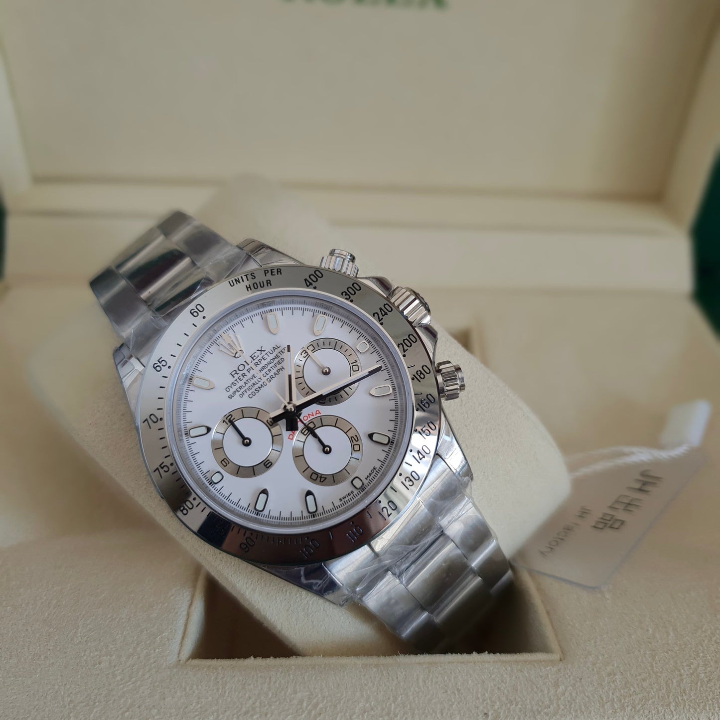 Orologio Rolex Daytona Chromalight 40 mm cinturino acciaio inox, presentato in scatola rolex.