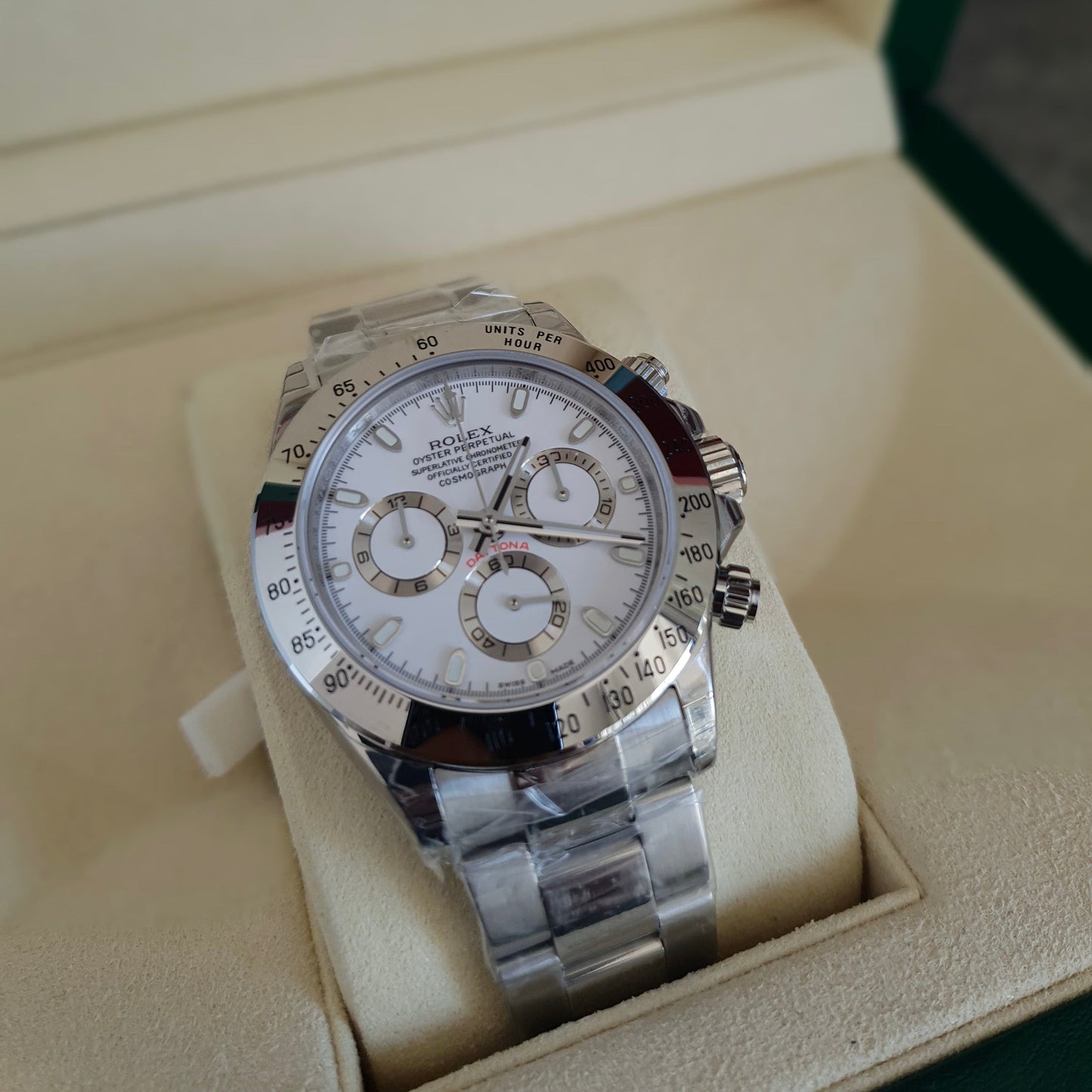 Orologio Rolex Daytona Chromalight 40 mm cinturino acciaio inox, presentato in scatola rolex.