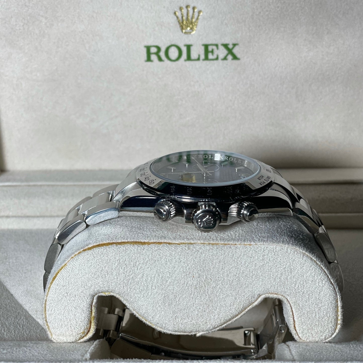 Orologio Rolex Daytona Blu 40 mm cinturino acciaio inox, presentato in scatola rolex.