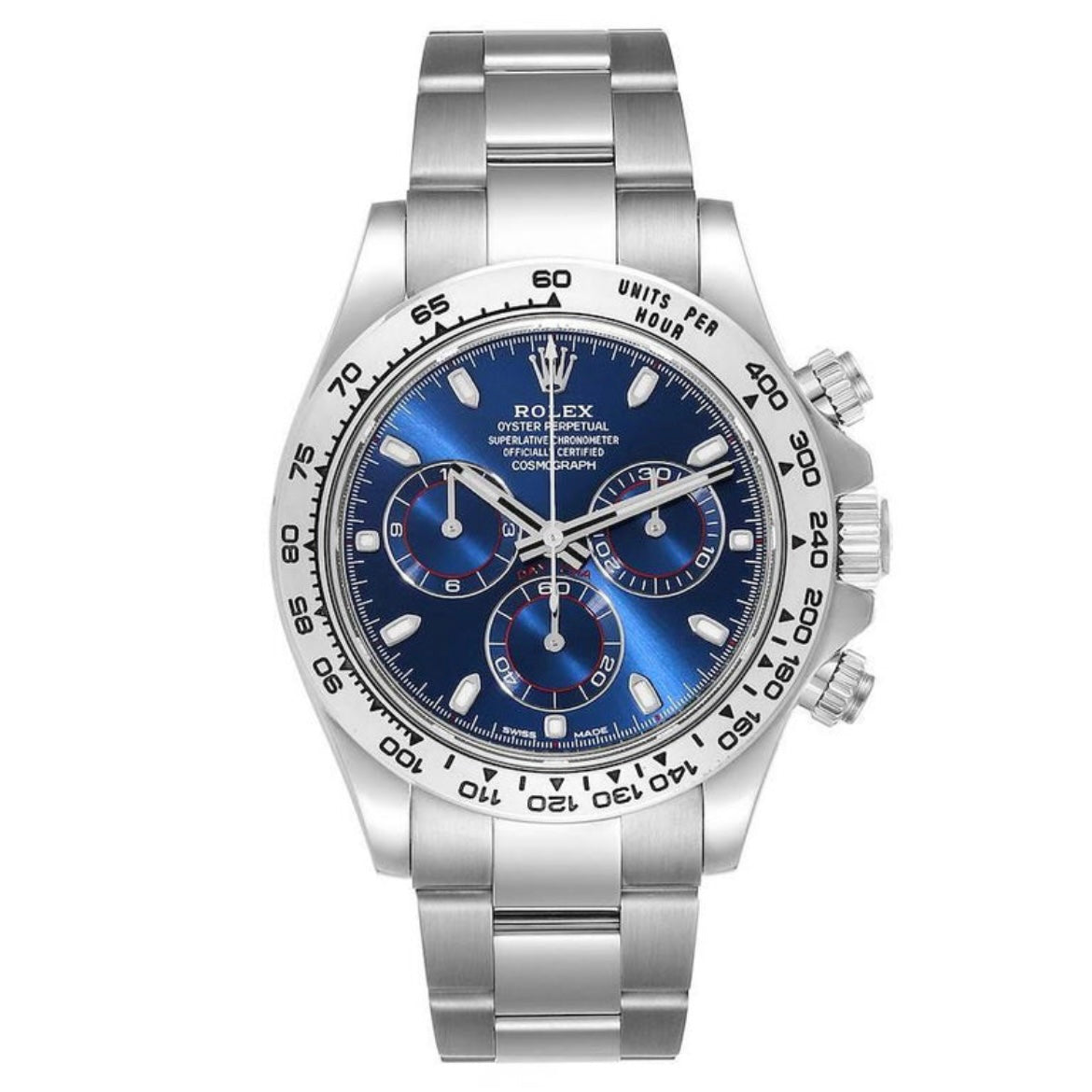 Orologio Rolex Daytona Blu 40 mm cinturino acciaio inox, presentato in scatola rolex.