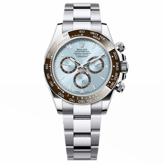 Orologio Rolex Daytona platinum 40 mm cinturino acciaio inox, presentato in scatola rolex.