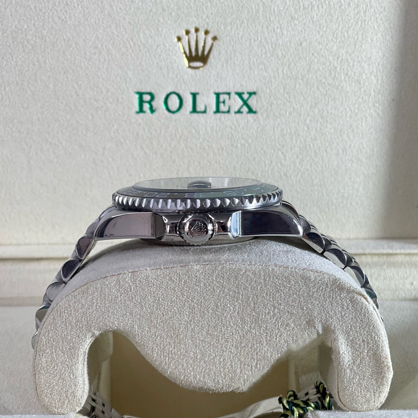 Orologio Rolex Gmt-Master sprite cinturino in acciaio inox jubilee, presentato in scatola rolex.